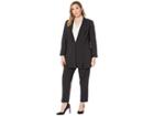 Tahari By Asl Plus Size Pinstripe Topper Jacket Pants Suit (black/blue) Women's Suits Sets