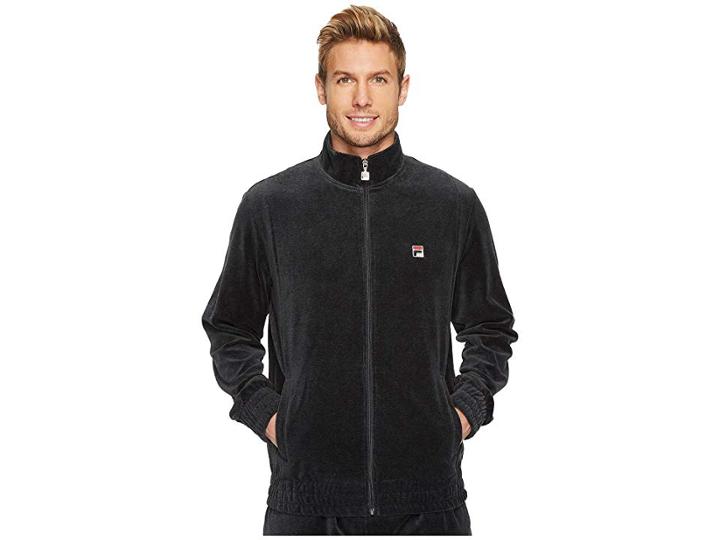 Fila Velour Jacket (black Heather) Men's Clothing
