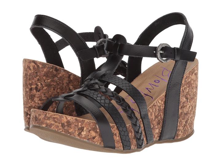 Blowfish Humble-c (black Die Cut/hypno Snake Pu) Women's Wedge Shoes