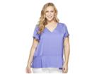 Michael Michael Kors Plus Size Flounce V-neck Short Sleeve Top (amethyst) Women's Clothing