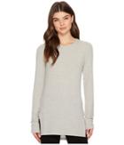 Heather Brushed Hacci Long Sleeve Scoop Neck Top (light Heather Grey) Women's Clothing