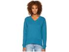 Mod-o-doc Slub French Terry Long Sleeve V-neck Pullover With Side Slit (dark Turquoise) Women's Clothing