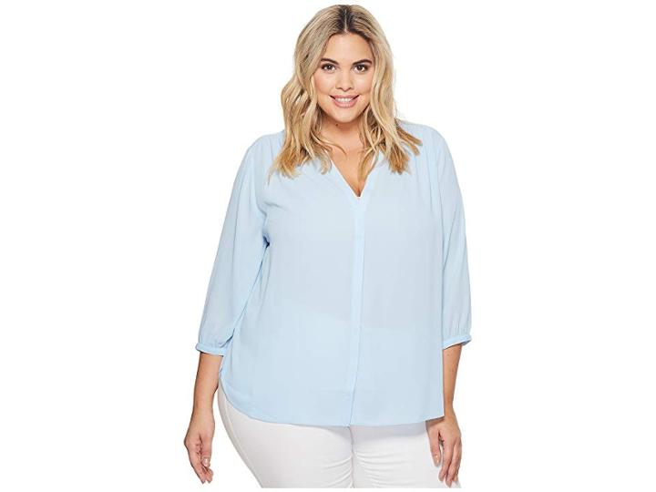 Nydj Plus Size Plus Size Pintuck Blouse (tranquility) Women's Blouse