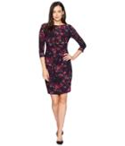 Chaps Solange Aliceville Floral (navy/maroon) Women's Dress