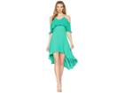 Halston Heritage Sleeveless V-neck Dress W/ Pleated Flounce Top (jade) Women's Dress