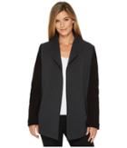 Calvin Klein Open Front Jacket With Pockets (dark Charcoal) Women's Coat