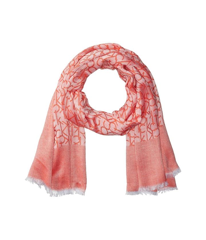 Calvin Klein Border Logo Scarf (cayenne) Scarves