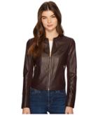 Via Spiga Zipped Leather Jacket (bordeaux) Women's Coat