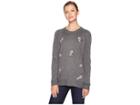 Calvin Klein Crew Neck W/ All Over Broch Sweater (heather Charcoal) Women's Sweater