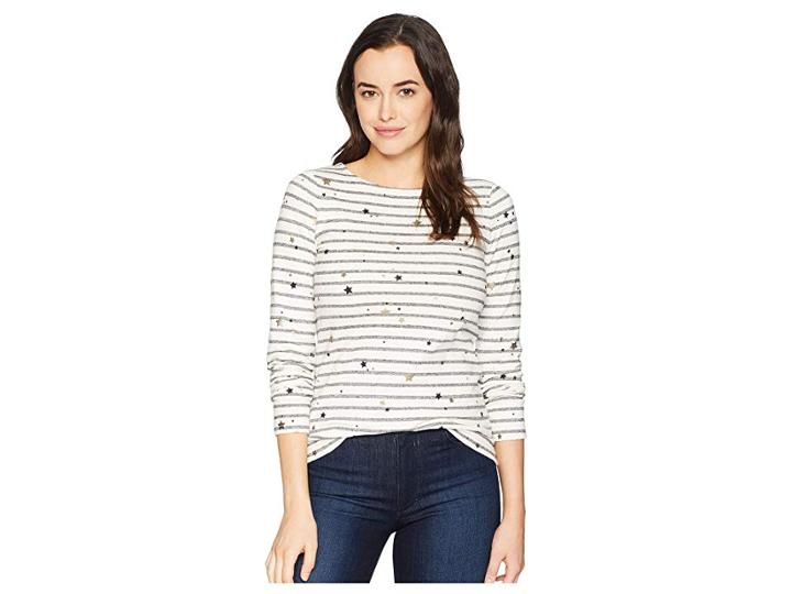 Joules Harbour Printed Jersey Top (grey Star) Women's Clothing