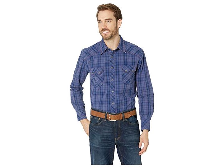 Rock And Roll Cowboy Long Sleeve Snap B2s7010 (blue) Men's Long Sleeve Button Up