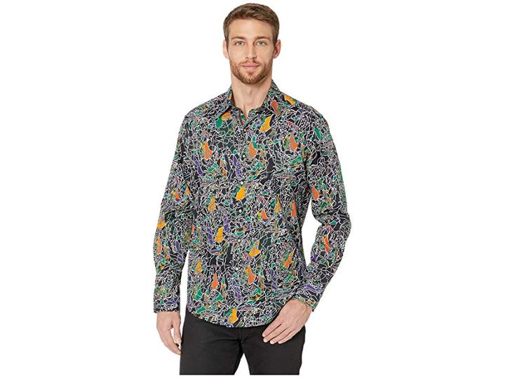 Robert Graham Samurai Classic Fit Sports Shirt (black) Men's Clothing