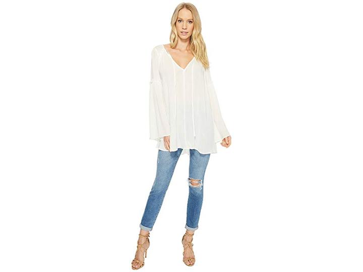 American Rose Harper V-neck Bell Sleeve Top (ivory) Women's Clothing