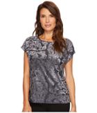Ivanka Trump Velvet Short Sleeve Crew Neck Tee (dark Slate) Women's T Shirt