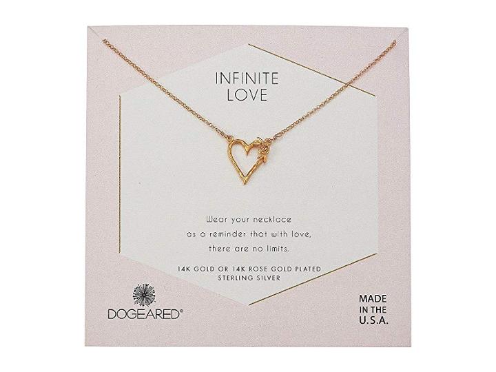 Dogeared Infinite Love, Heart With Bloom-love Charm Necklace (gold Dipped) Necklace