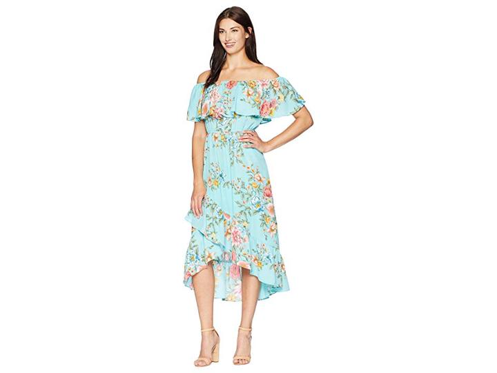 American Rose Elodie Off The Shoulder Maxi Dress (mint/multi) Women's Dress