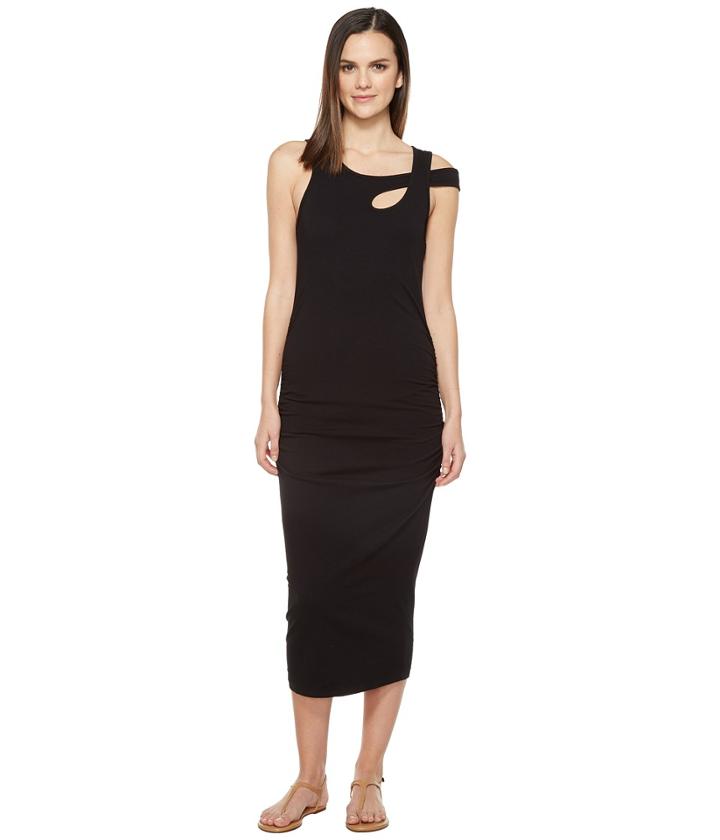 Michael Stars Cross Over Strap Dress W/ Shirring (black) Women's Dress