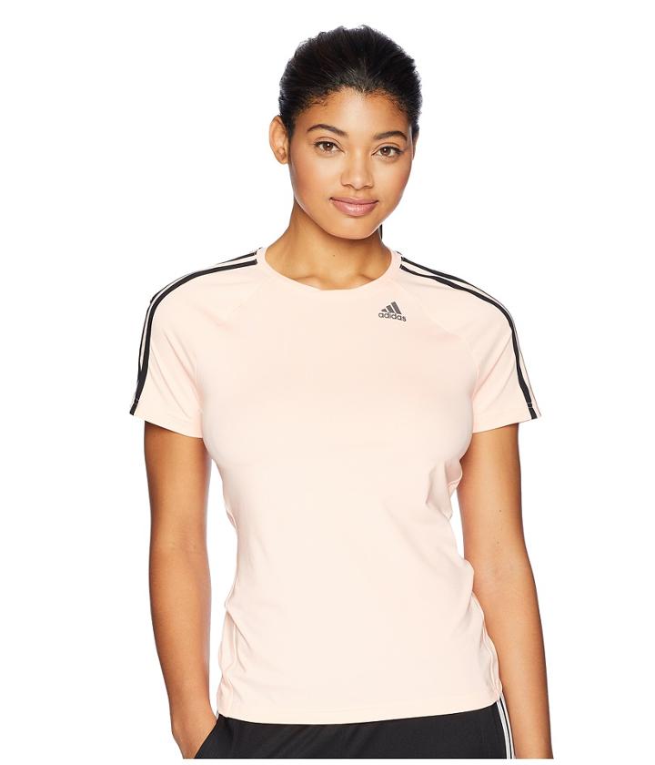 Adidas D2m 3-stripe Tee (clear Orange) Women's T Shirt