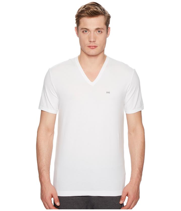 Dolce & Gabbana Stretch Cotton V-neck T-shirt (white) Men's T Shirt