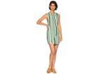 J.o.a. Sleeveless Boat Neck Dress (green Stripe) Women's Dress