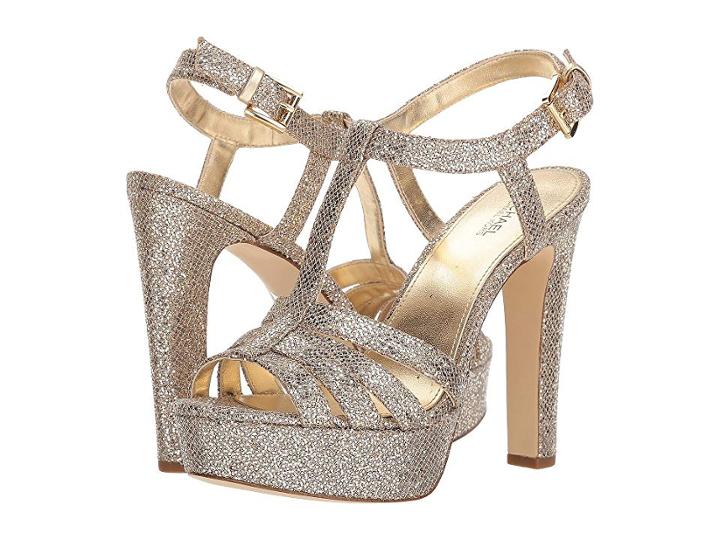 Michael Michael Kors Catalina Sandal (silver/sand Glitter Mesh) Women's Sandals