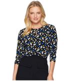 Anne Klein Hook Eye Seamed Tunic (black/cezanne Blue Combo) Women's Clothing