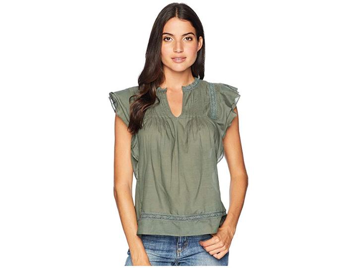 Lucky Brand Sleeveless Pintuck Top (duck Green) Women's Clothing