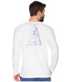 Vineyard Vines Long Sleeve Perf Raglan Blueprint Sail Tee (white Cap) Men's T Shirt