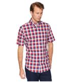 Chaps Short Sleeve Cotton Woven Shirt (red Leaf Multi) Men's Clothing