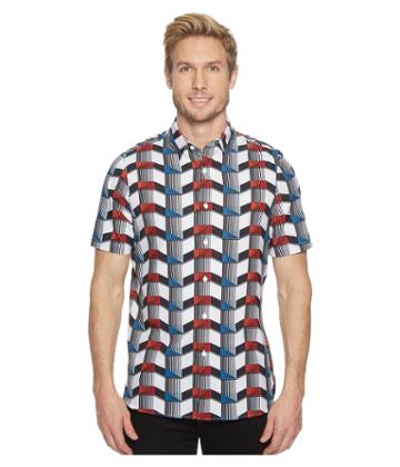 Perry Ellis Pe360 Printed Total Stretch Shirt (bright White) Men's Clothing