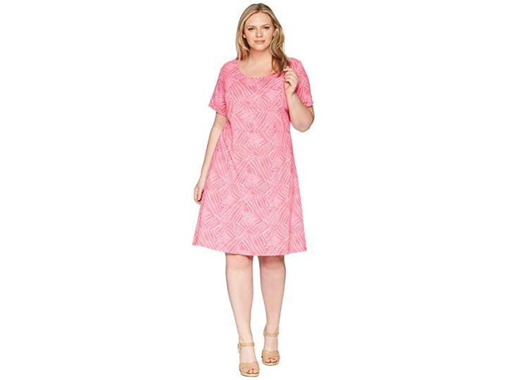 Extra Fresh By Fresh Produce Plus Size Ocean Tide Sadie Dress (papaya Pink) Women's Dress