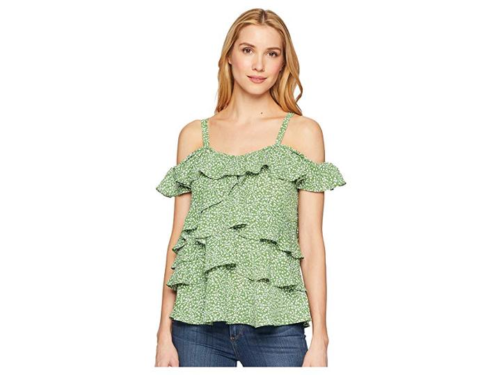 Michael Michael Kors Paisley Fleur Top (white/true Green) Women's Clothing