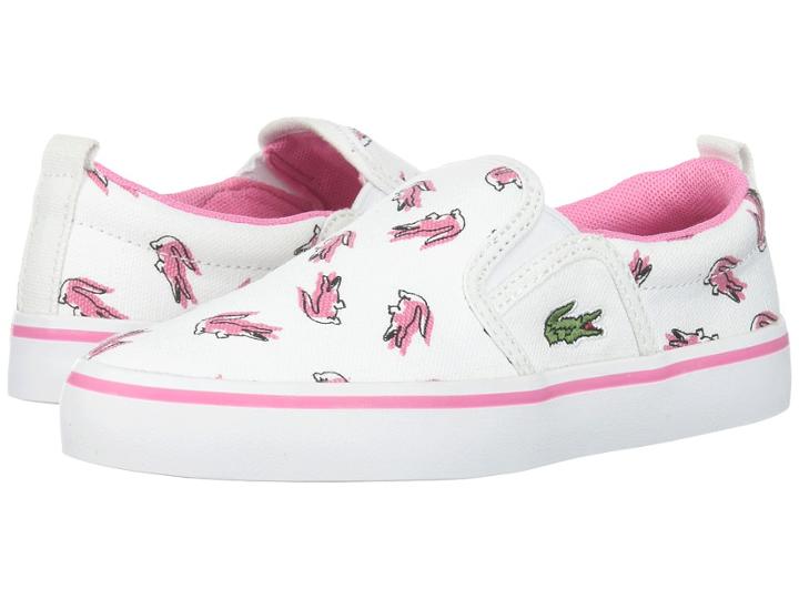Lacoste Kids Gazon (little Kid) (white/pink) Girl's Shoes