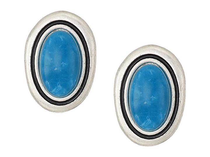 The Sak Large Stone Clip-on Earrings (teal) Earring