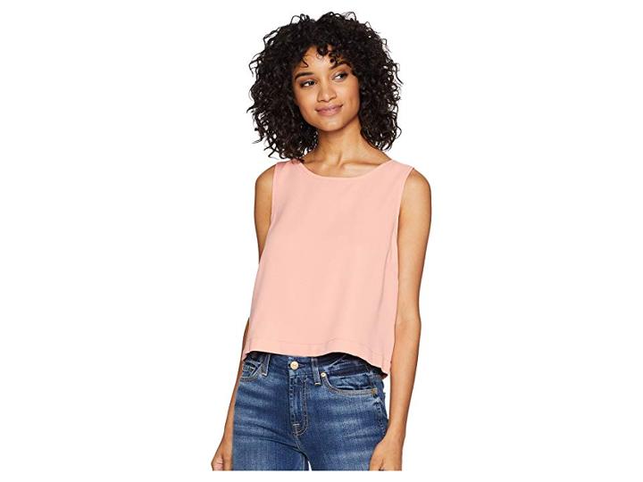 Jack By Bb Dakota Money Honey Heavy Crepe Top With Chiffon Back (canyon Clay) Women's Clothing