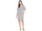 Joules Sienna Fluted Sleeve Jersey Dress (cream Stripe) Women's Dress