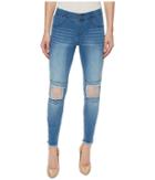 Hue Fishnet Knee Patch Denim Skimmer (stonewash) Women's Casual Pants