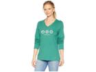 Life Is Good Long Sleeve Holiday Coins Crusher Vee (forest Green) Women's Clothing