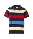 Lacoste Kids Short Sleeve Small Multi Stripe (little Kids/big Kids) (navy Blue/light/wave Blue/ladybird) Boy's Clothing
