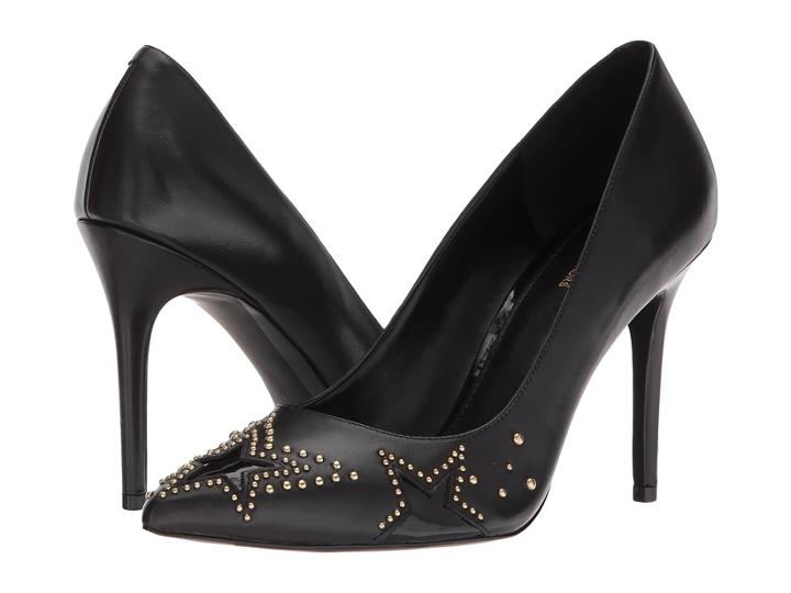 Michael Michael Kors Sia Pump (black Smooth Calf/patent/starry Night Inlay) Women's Shoes