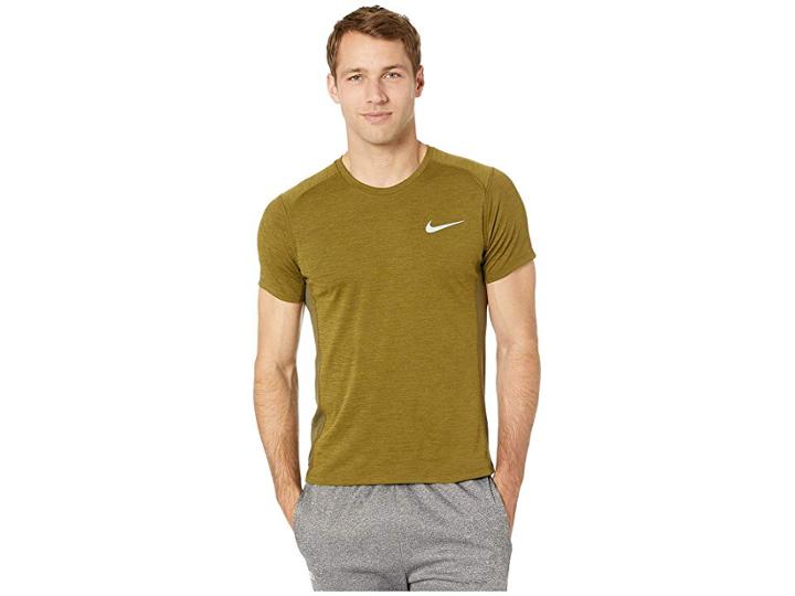 Nike Dry Miler Short Sleeve Running Top (olive Canvas/heather) Men's Clothing