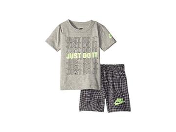 Nike Kids Just Do It Tee And Shorts Set (toddler) (black) Boy's Active Sets