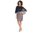Sangria Solid Chiffon Capelet Metallic Lace Sheath (midnight) Women's Dress