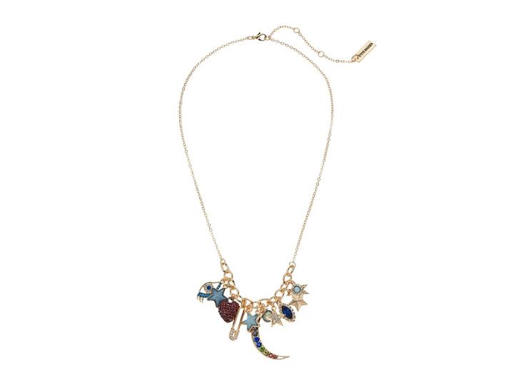 Steve Madden Rolo Casted Heart Eye Moon Charm Necklace (gold) Necklace