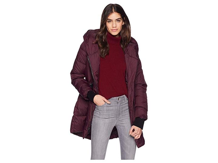 French Connection Pillow Collar Puffer (wine) Women's Coat