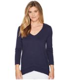 Lilla P Rib Bottom V-neck (navy) Women's Clothing