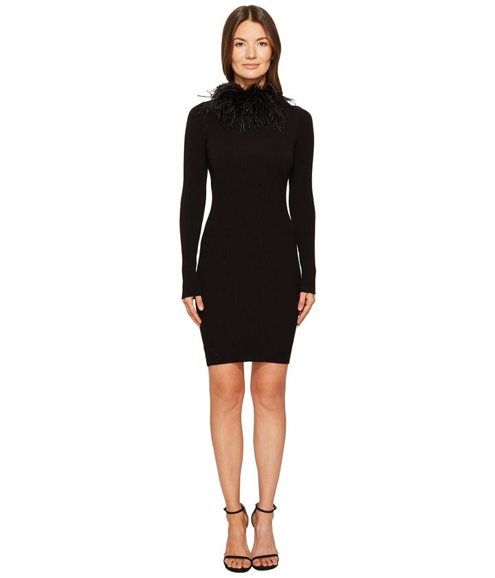 Boutique Moschino Maribou Neck Dress (black) Women's Dress