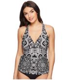 Jantzen Black White Medallion D/dd H-back Tankini (black) Women's Swimwear