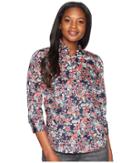 Chaps No-iron Floral Cotton Shirt (navy Multi/spring Garden Floral) Women's Clothing