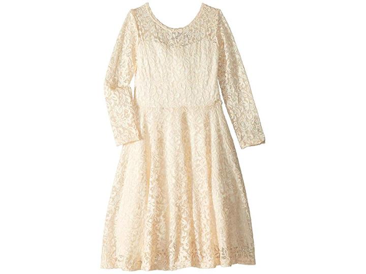 Fiveloaves Twofish Aurora Long Sleeve Skater Dress (little Kids/big Kids) (ivory) Girl's Dress